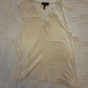 ME+EM Cream Lace Trim Women's Top